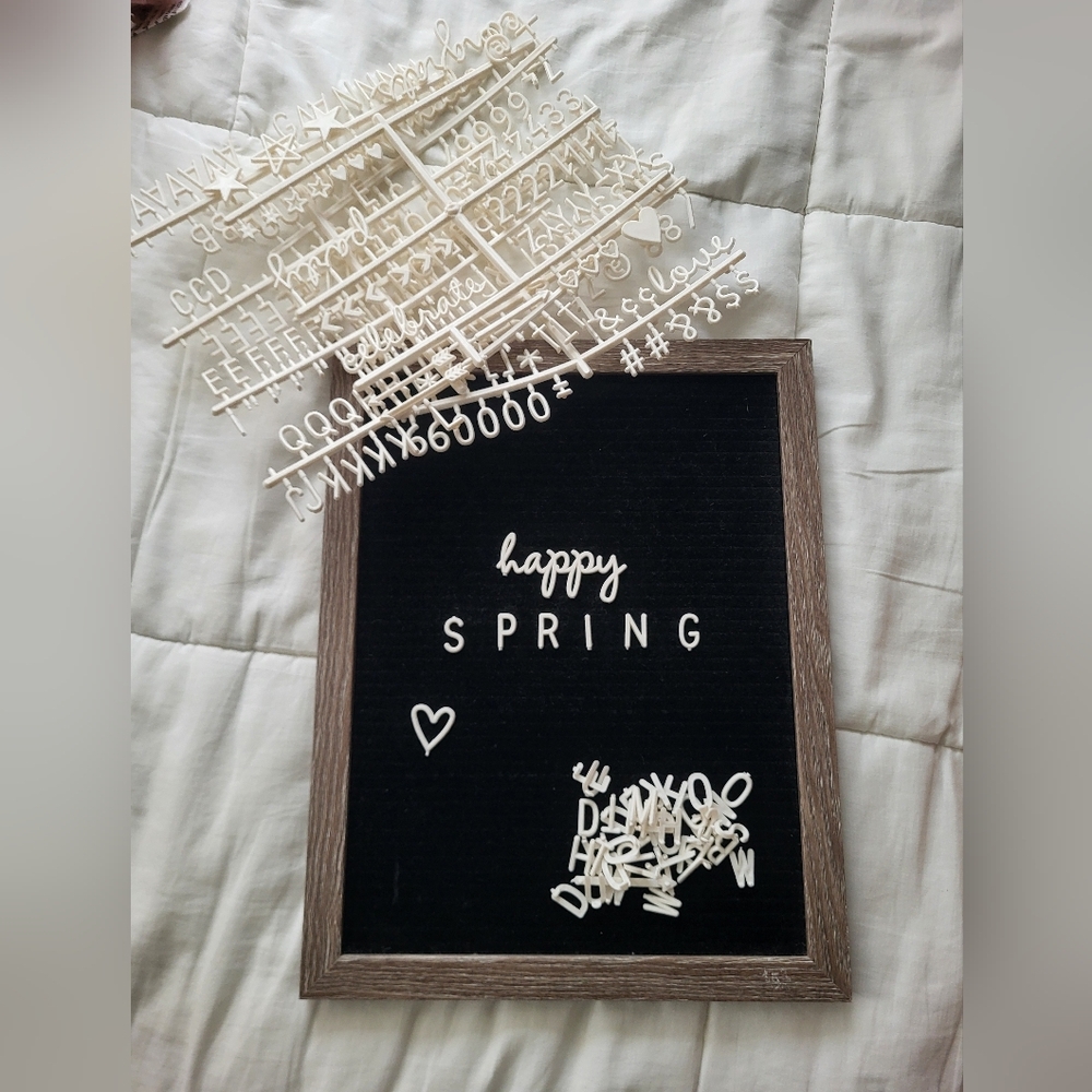 Black Felt Letter Board with Wooden Frame